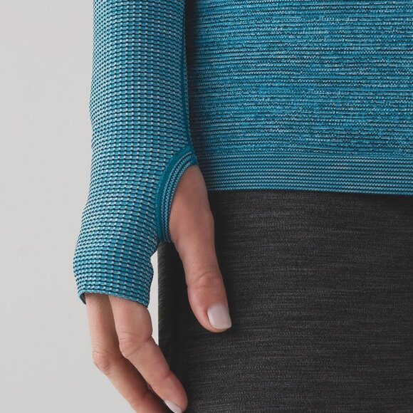 Lululemon Swiftly Tech Long Sleeve Crew Indian Ocean/Black Colour Size 4 - Picture 2 of 7